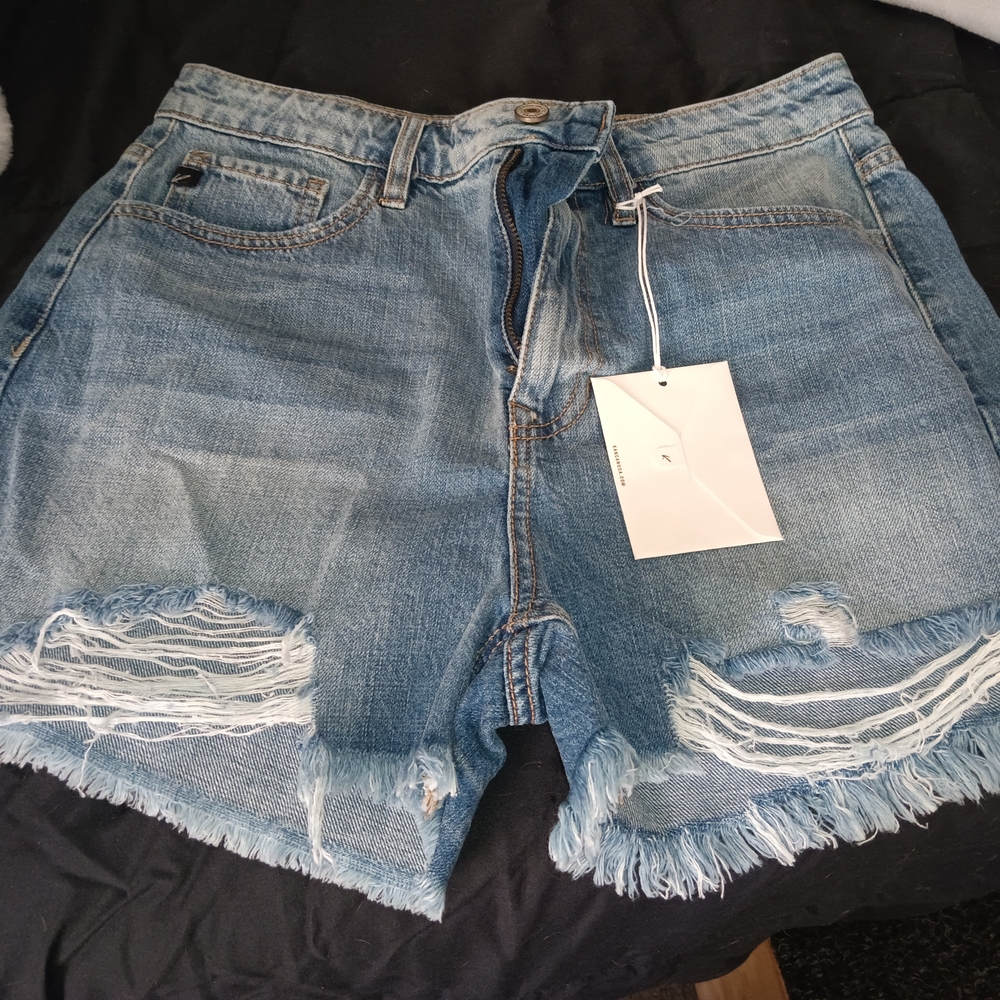 KanCan Blue Distressed Jean Shorts